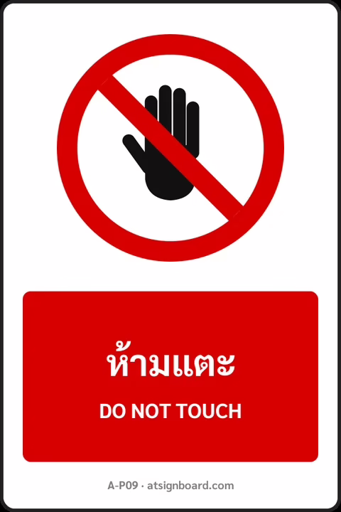 ป้ายห้าม ห้ามแตะ DO NOT TOUCH รหัส A-P09 แอทไซน์บอร์ด หาดใหญ่