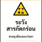 ป้ายเซฟตี้ WARNING ระวังสารกัดกร่อน CORROSIVE รหัส B-15 แอทไซน์บอร์ด หาดใหญ่ (ภาพตัวอย่าง)