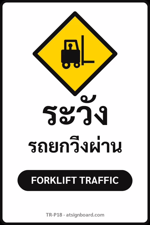 ป้ายระวังรถยกวิ่งผ่าน ในโรงงาน