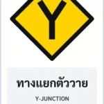 ป้ายเตือน ทางแยกตัววาย Y-JUNCTION รหัส TR-W07 ป้ายจราจรสะท้อนแสง แอทไซน์บอร์ด หาดใหญ่ (ภาพตัวอย่าง)