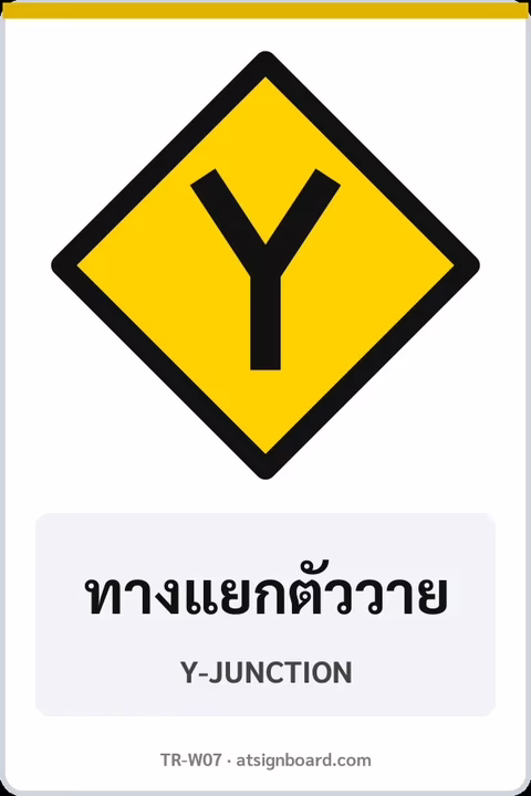 ป้ายเตือน ทางแยกตัววาย Y-JUNCTION รหัส TR-W07 ป้ายจราจรสะท้อนแสง แอทไซน์บอร์ด หาดใหญ่
