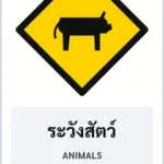 ป้ายเตือน ระวังสัตว์ ANIMALS รหัส TR-W20 ป้ายจราจรสะท้อนแสง แอทไซน์บอร์ด หาดใหญ่ (ภาพตัวอย่าง)