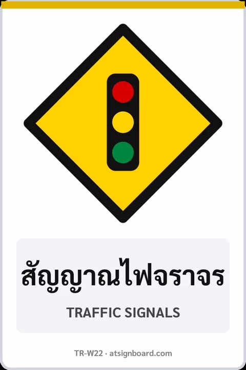 ป้ายเตือน สัญญาณไฟจราจร TRAFFIC SIGNALS รหัส TR-W22 ป้ายจราจรสะท้อนแสง แอทไซน์บอร์ด หาดใหญ่